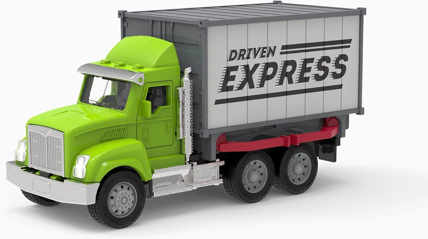 Driven by Battat – Toy Container Truck with Lights & Sounds – Small Toy Shipping Container Vehicle – Realistic Toy Truck for Kids – Movable Parts – 3 Years   – Micro Container Truck