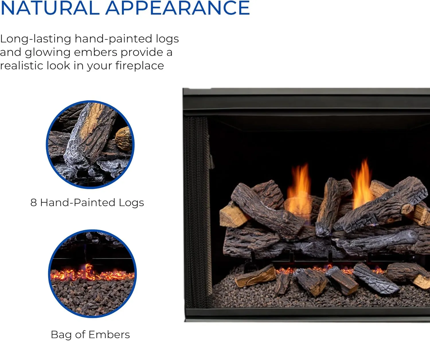 Duluth Forge DLS-30T-2 Dual Fuel Ventless Fireplace Logs Set with Thermostat, Use with Natural Gas or Liquid Propane, 33000 BTU, Heats up to 1100 Sq. Ft, Stacked Red Oak, 30 Inches