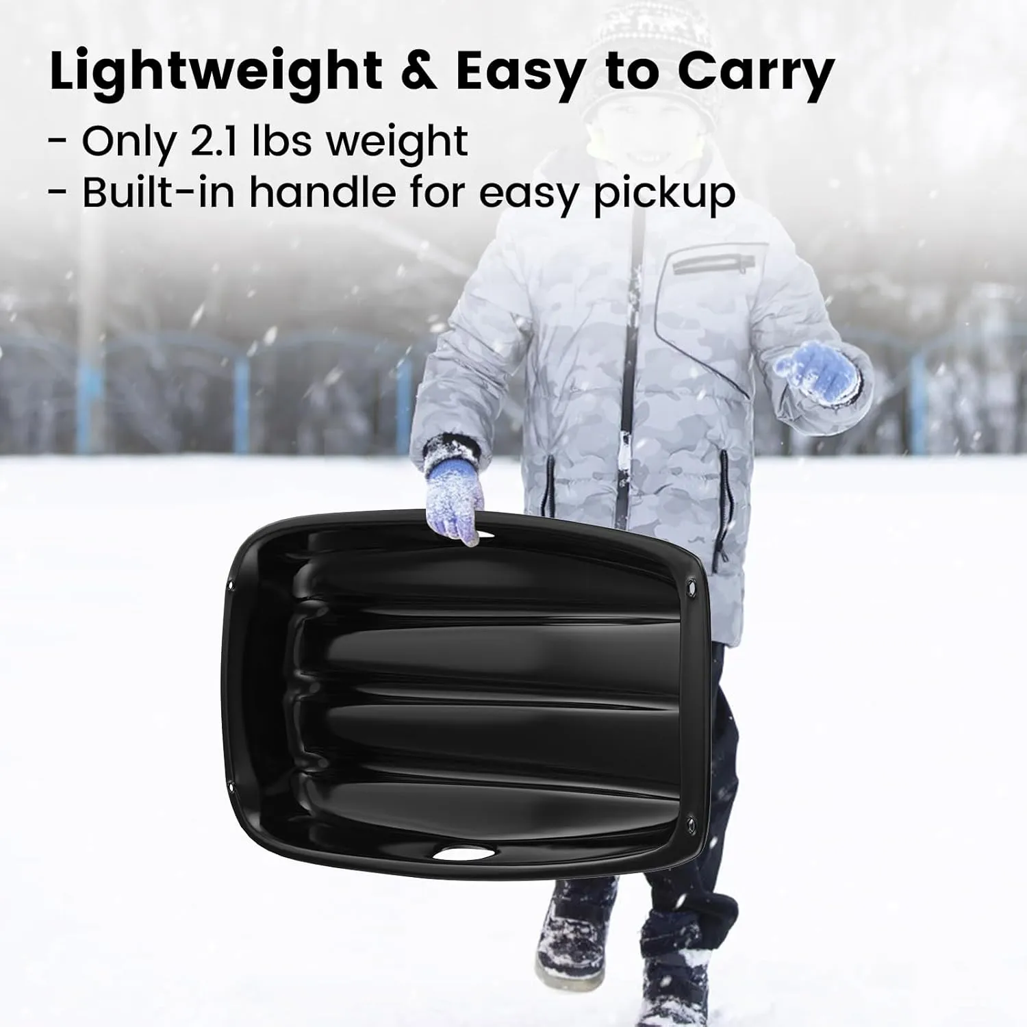 DUNCHATY Snow Sled for Kids with 16.5ft Pull Rope & Handle, 3ft Downhill Plastic Winter Toboggan Sled
