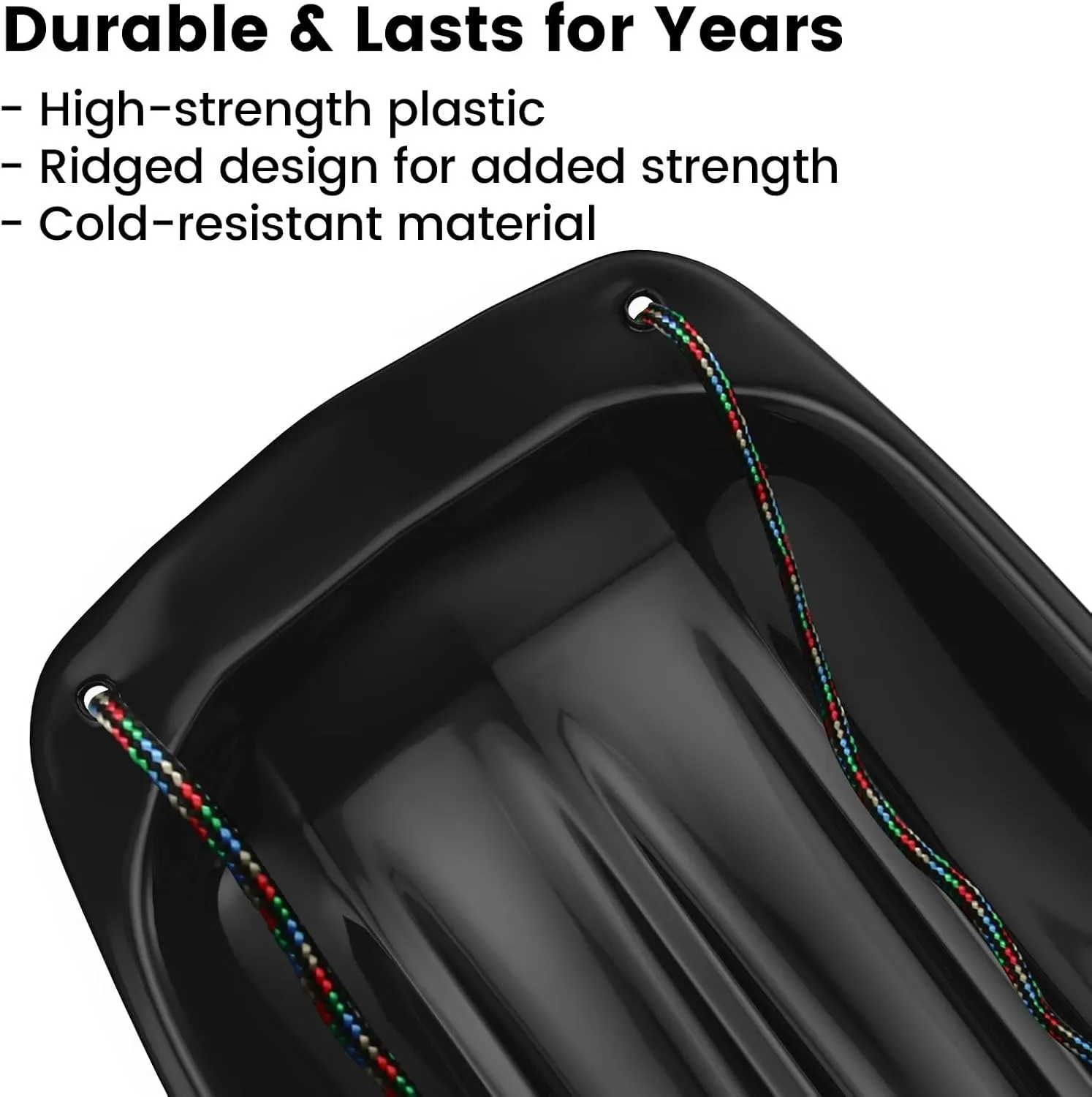 DUNCHATY Snow Sled for Kids with 16.5ft Pull Rope & Handle, 3ft Downhill Plastic Winter Toboggan Sled