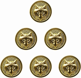 Duolai Senior Gold Fox Head Relief Round Shape Buttons, Metal Texture British Style Uniform Suits Woolen Coat Jacket Casual Clothes Sewing Button All-Match Decoration Accessories 6pcs