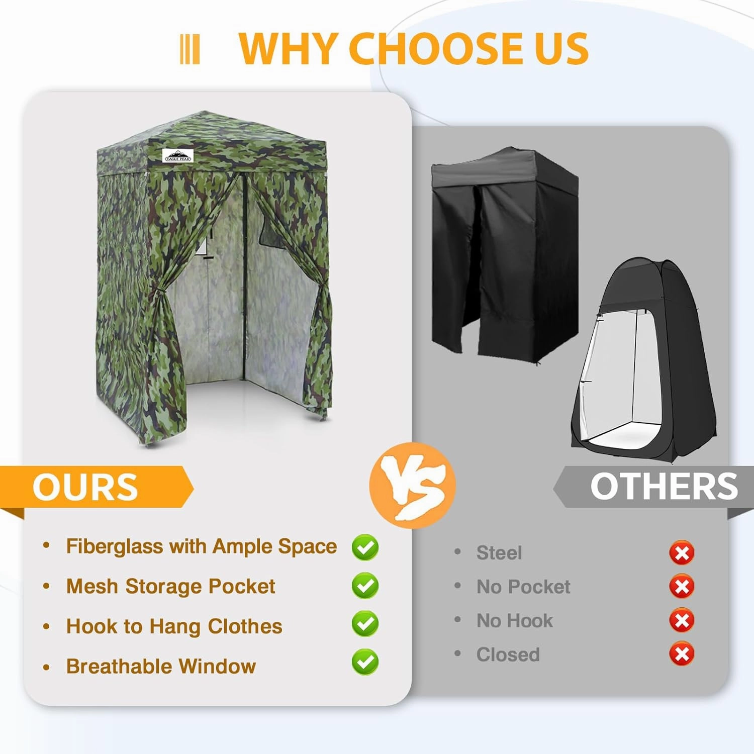 EAGLE PEAK Flex Ultra Compact 4x4 Pop-up Canopy, Sun Shelter, Changing Room, Portable Privacy Canopy Cabana for Pool, Fashion Photoshoots, or Camping, Camo