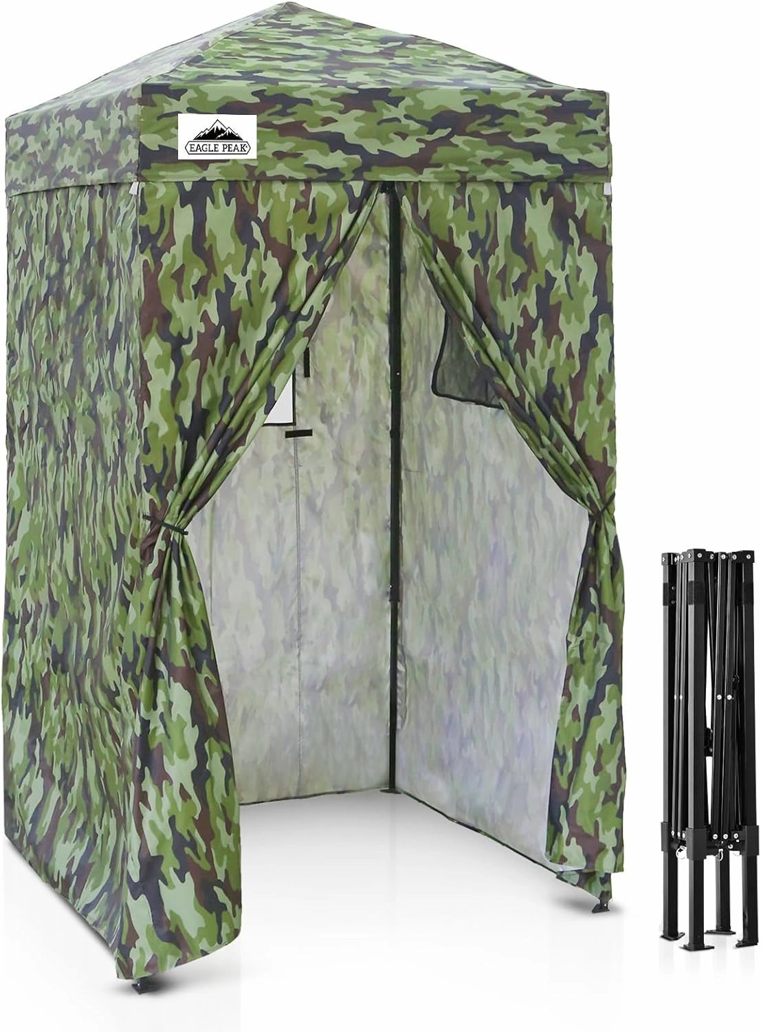 EAGLE PEAK Flex Ultra Compact 4x4 Pop-up Canopy, Sun Shelter, Changing Room, Portable Privacy Canopy Cabana for Pool, Fashion Photoshoots, or Camping, Camo