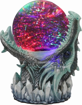 Ebros Gift Blue ICY Frost Giant Leviathan Dragon LED Night Light Glitter Sparkle Water Globe Storm Ball Figurine with Sound Activated Sensor Dungeons and Dragons Home Decor Fantasy Statue