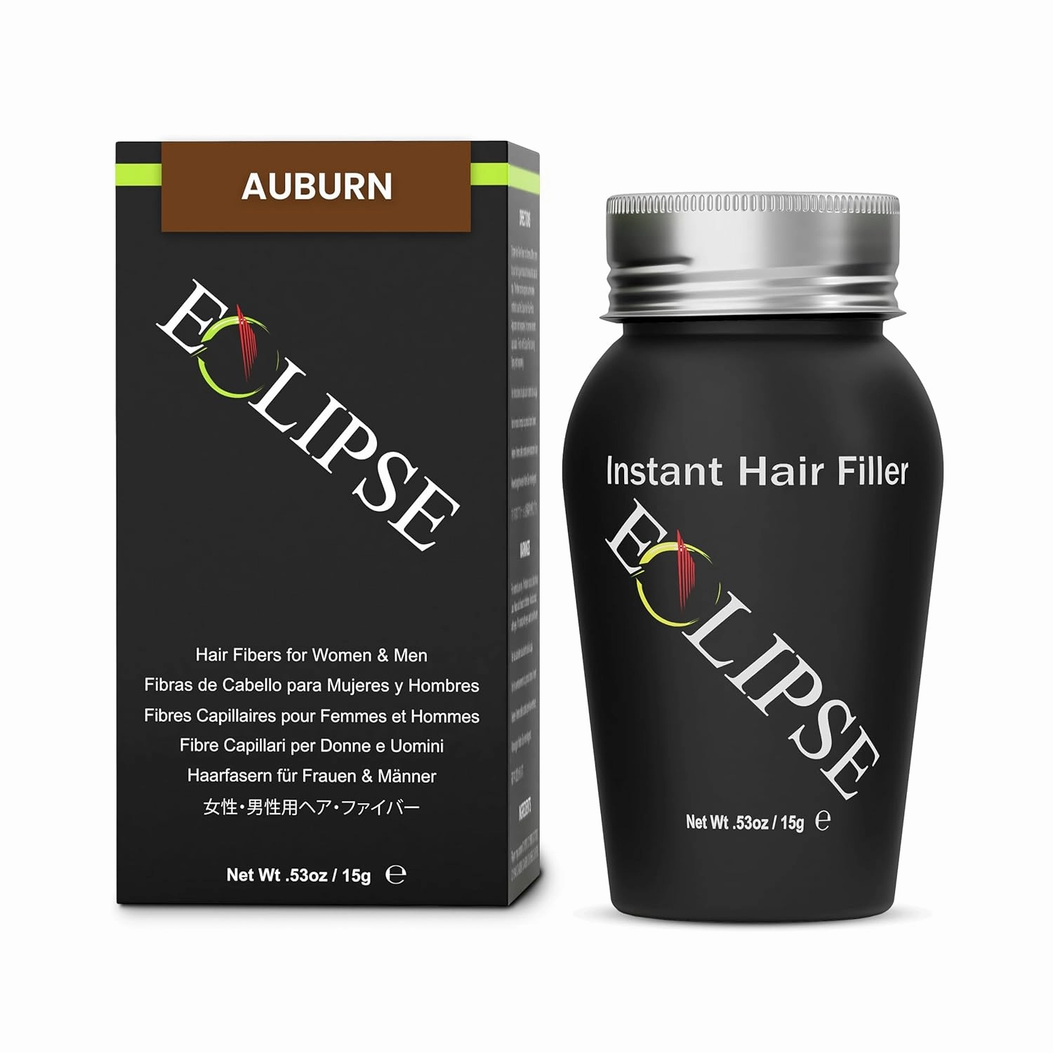 ECLIPSE Hair Fibers Auburn for Thinning Hair for Women & Men to Conceal Hair Loss in 15 Seconds - 100% Undetectable Hair Building Fibers, 15g