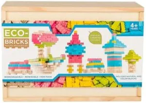 Eco-Bricks Wood Blocks for Ages 4 & up - 109, 206 Pieces Kids Building Blocks – Customizable Building Toys