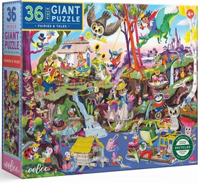 eeBoo: Fairies & Tales - 36 Piece Giant Puzzle - 24.4" x 20" Jigsaw, Oversized Colorful Pieces, Childrens Fantasy Puzzle, Kids Ages 4 