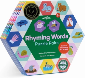 eeBoo: Hexagon Puzzle Pairs - Rhyming Words - 33 Hexagon Shaped Pieces, Match Sounds & Images, Educational Pre-Reading Activity, Preschool Kids Age 3 
