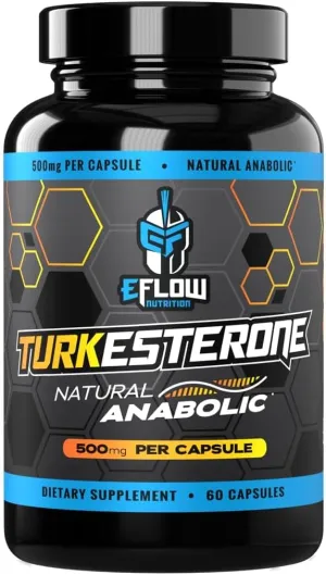 eFlow Nutrition Turkesterone Supplement for Men [Highest Purity]   Cyclodextrin for High Absorption - Increase Stamina, Lean Muscle Growth & Recovery, Boosts Drive - 3rd Party Tested (60 Capsules)