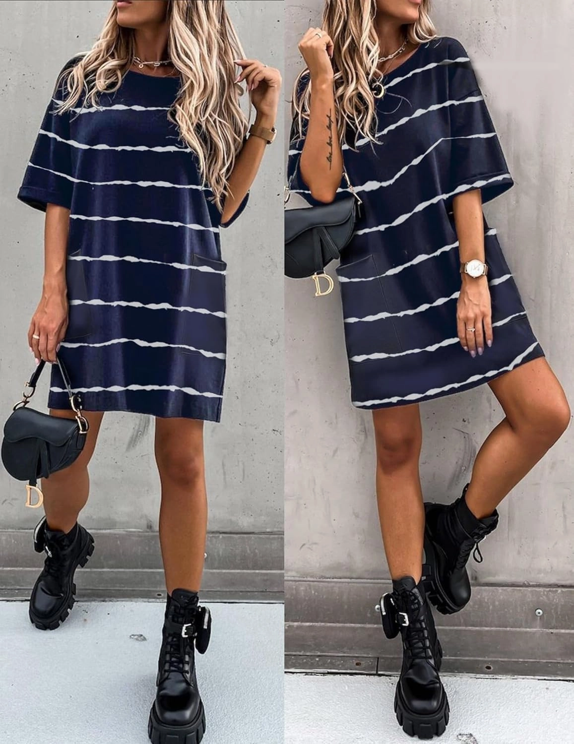 Ekouaer Sleep Shirts for Women Nightgown Short Sleeves T shirt Night Dress Round Neck Womans Nightgown with Pocket S-XXL
