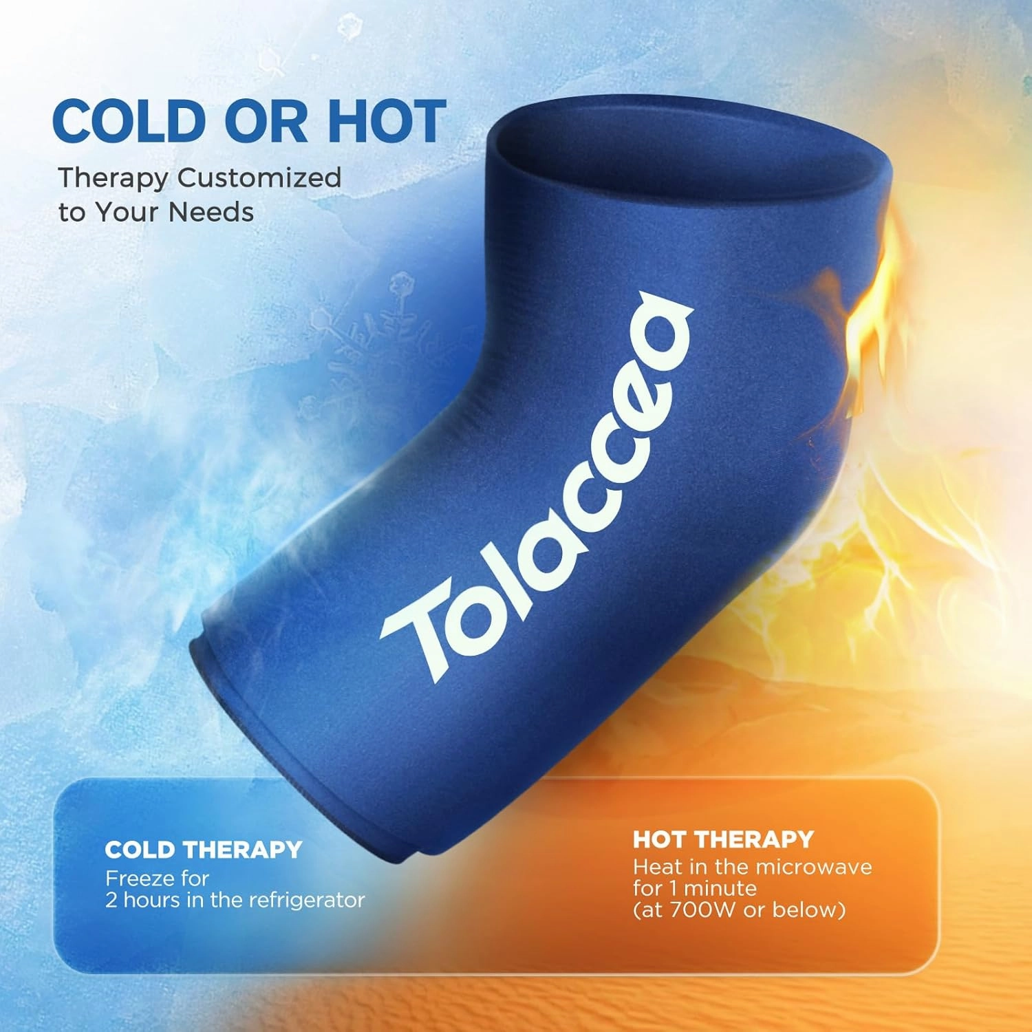 Elbow and Knee Ice Pack - Cold Ice Sleeve with Reusable Gel & Cold Therapy Compression for Knee, Shin Splints, Calf Strain, Flexible Ice Pack forTennis Elbow, Tendinitis (Medium (Pack of 1), Blue)