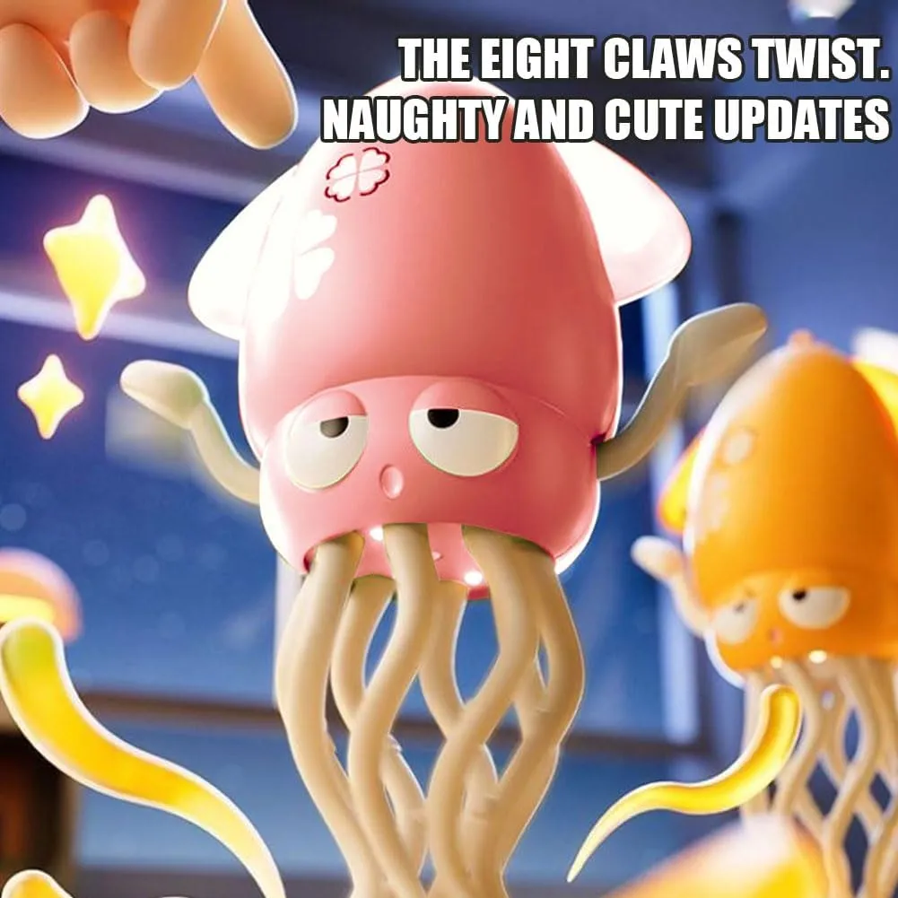 Electric Dancing Octopus Toy, Crawling Dancing Automatic Obstacle Avoidance Octopus Sensor Toy, Creative Magic Crazy 8-Leg Action Obstacle with LED Lights & Music, Self-Navigating (Light Pink)