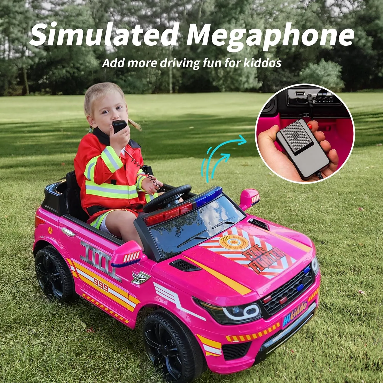 Electric Police Car for Kids, 24 Volt Kids Ride-on Toy Car with Remote Control, 400W Motor, 5mph Max Speed - Pink