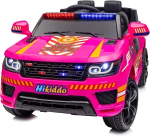 Electric Police Car for Kids, 24 Volt Kids Ride-on Toy Car with Remote Control, 400W Motor, 5mph Max Speed - Pink