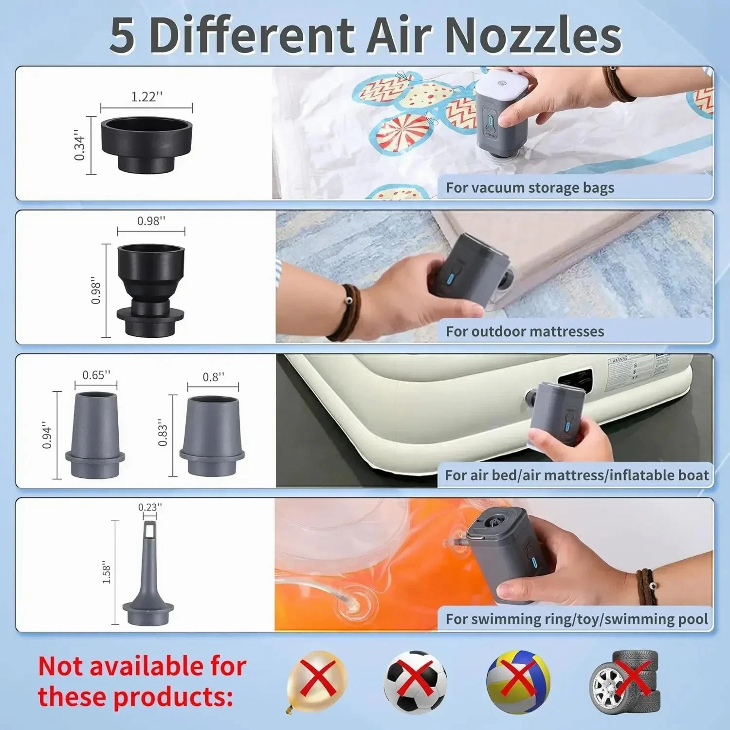 Electric Air Pump Portable Wireless Air Compressor Inflator/Deflator Pumps For Inflatable Cushions Air Beds Boat Swimming Ring