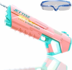 Electric Water Gun for Adults Kids, Big Water Gun with LED Light, Powerful Automatic Squirt Water Guns, Long Range, Auto Water Blaster, Outdoor Summer Swimming Pool Toy Game(Pink)