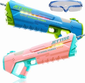 Electric Water Guns for Adults Kids, Big Water Gun with LED Light, Powerful Automatic Squirt Water Guns, Long Range, Auto Water Blaster, Outdoor Summer Swimming Pool Toy Game(2 Pack)