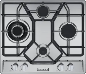Empava 24 Inch Built-in Gas Cooktop with 4 Sealed SABAF Burners, Stainless Steel Surface LPG/NG Convertible, Flame Failure Protection, Dishwasher Safe Grates