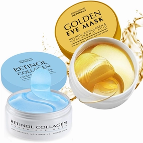 Enaskin Naturals Under Eye Patches Bundle: Retinol Collagen and 24K Golden for Dark Circles and Puffiness