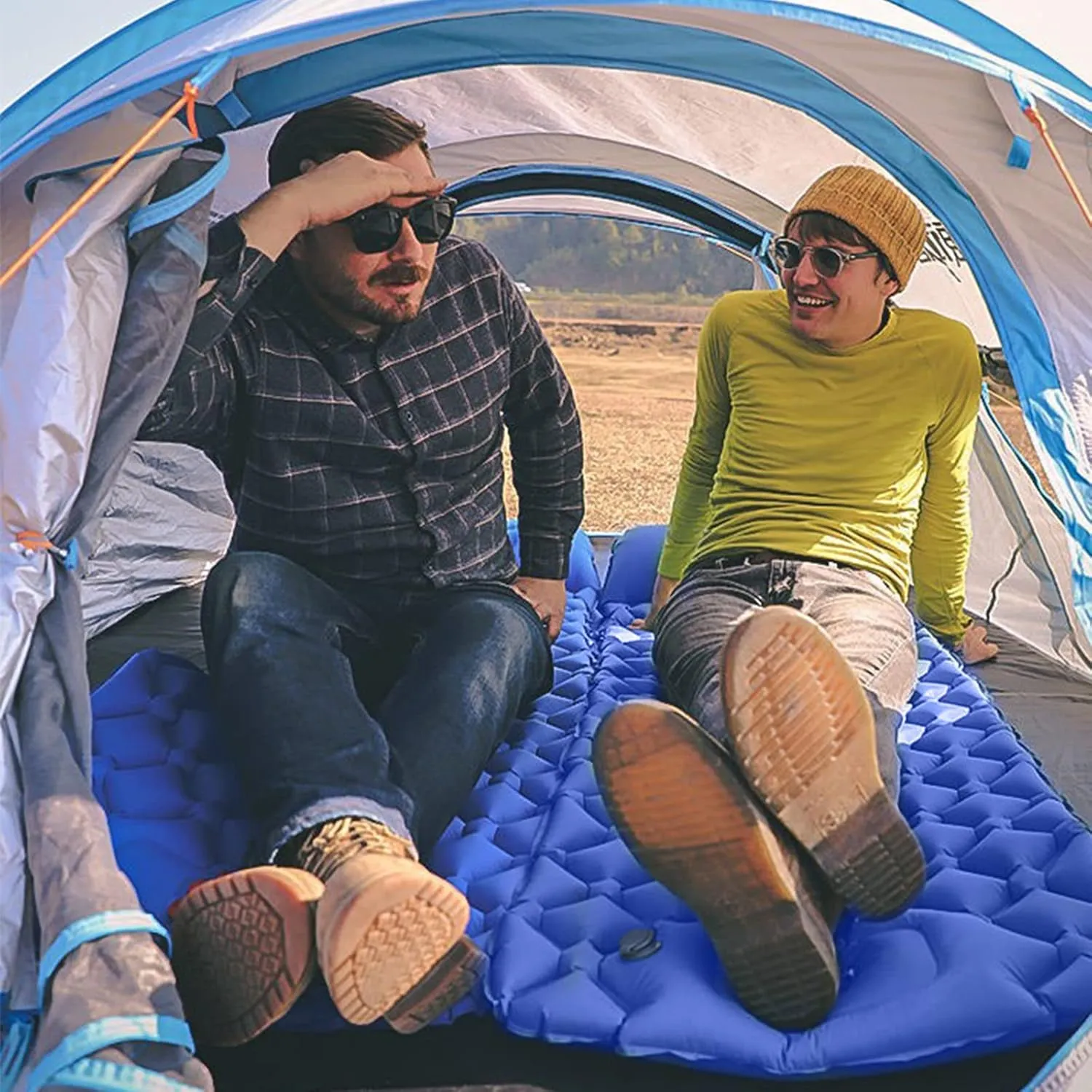 Ergocar Inflatable Sleeping Pad, Quick Inflation Outdoor Camping Air Mattress, Ultralight Inflatable Airbed, Portable & Folding Waterproof Camping Mattress for Backpacking, Hiking and Traveling