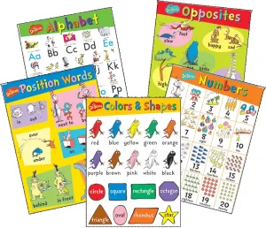 Eureka Dr. Seuss Beginning Concepts Bulletin Board Set and Classroom Decorations for Teachers, 5pc, 17'' x 24''