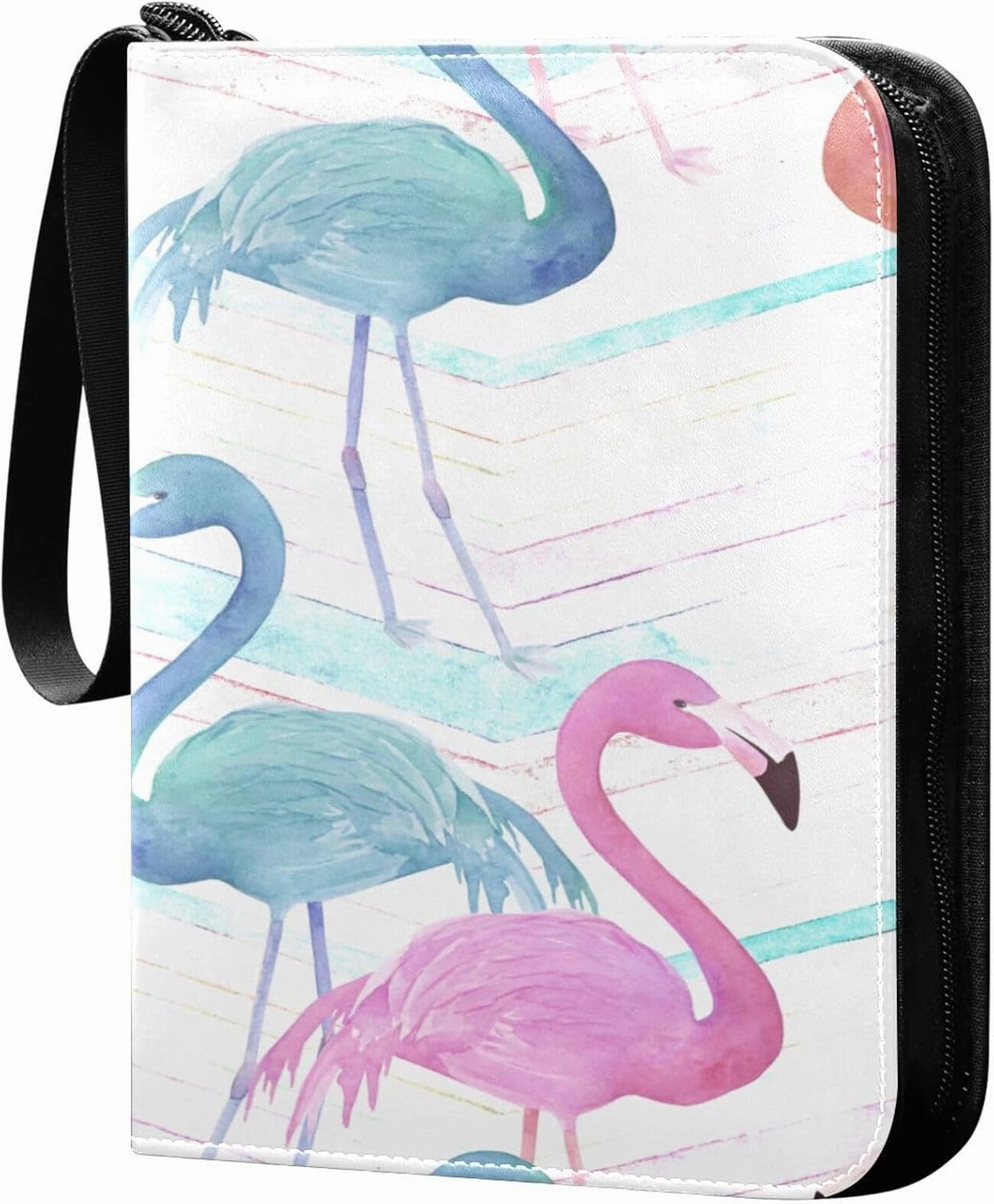 Exnundod 4 Pocket Trading Card Binder Colorful Flamingo PU Leather Card Collection Binder Tropical Animal Sports Card Binder 400 Cards Organizer Binder Collectible Trading Card Albums
