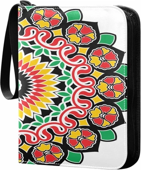 Exnundod 4 Pocket Trading Card Binder Colorful Vector Mandala, PU Leather Card Collection Binder 400 Cards Organizer Binder Collectible Trading Card Albums for Sports Game Card