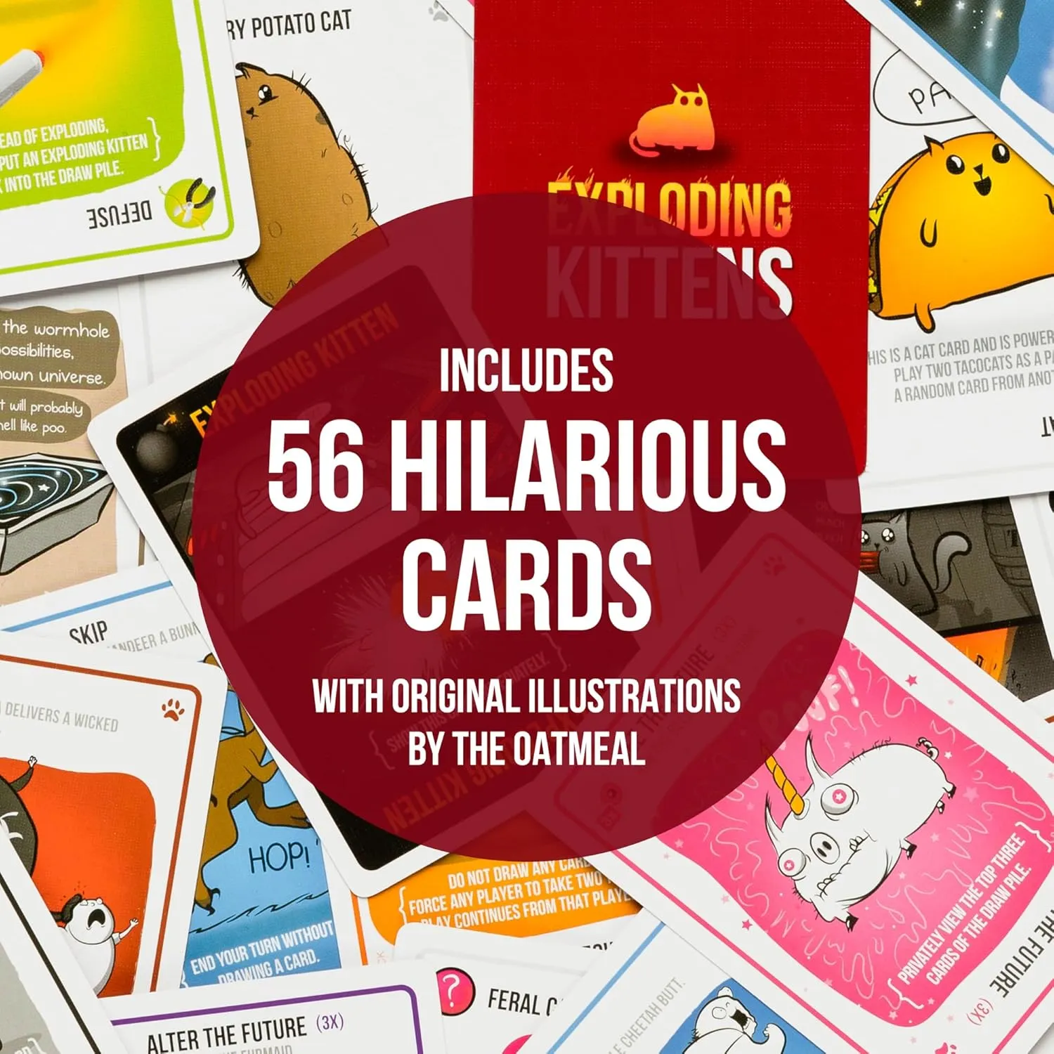 Exploding Kittens Original Edition - Hilarious Game for Family Game Night - Funny Card Games for Ages 7 and Up - 56 Cards - 2-5 Players - 15 Minutes of Play