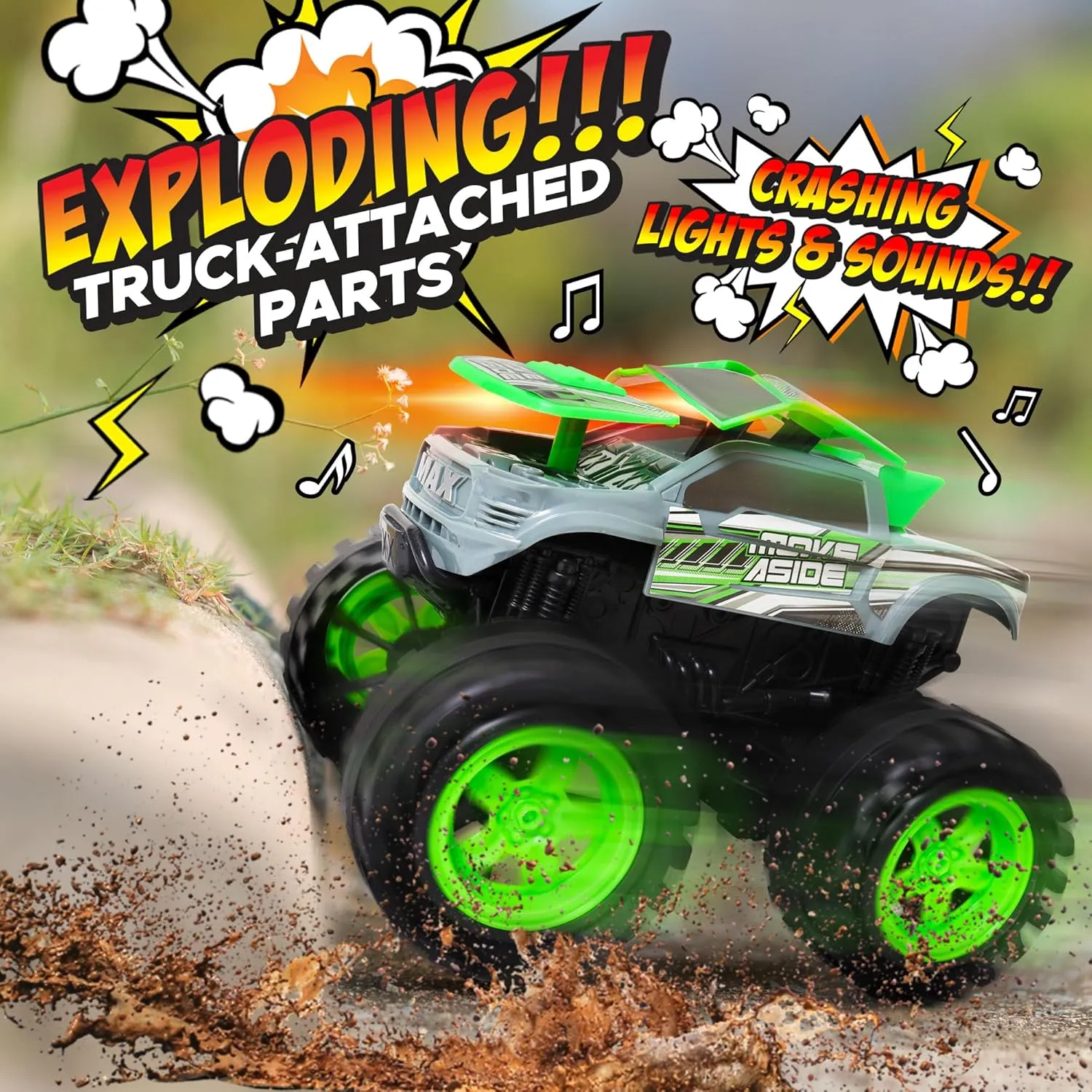 Exploding Monster Truck Toy with Explosive Crash Sounds and Lights, Smash It Up Again and Again, Monster Truck Toys for Boys Kids Ages 3, 4-7 & Above | Toddler Toys for 3 Year Old Boys Gift