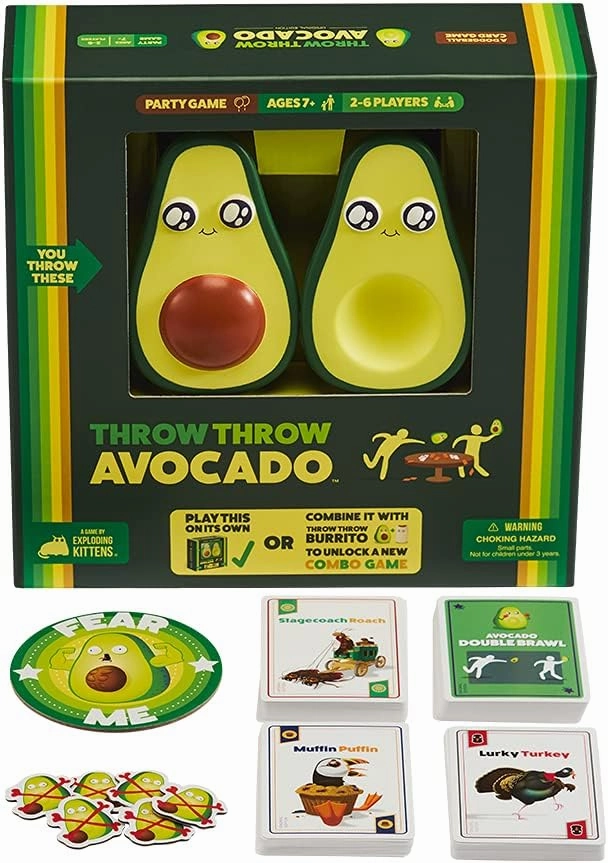 Exploding Kittens Presents Throw Avocado - A Dodgeball Card Sequel and Expansion Set - Family-Friendly Card Games for Adults, Teens & Kids - 2-6 Players - Ages 7 and Up - 120 Cards