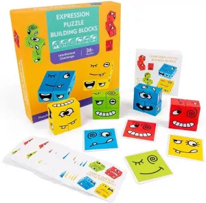 Expression Puzzle Building Blocks, Face Changing Magic Cube Game for Kids 3 Years  , Educational Social Skills Learning Toy, Emotion Recognition Skills