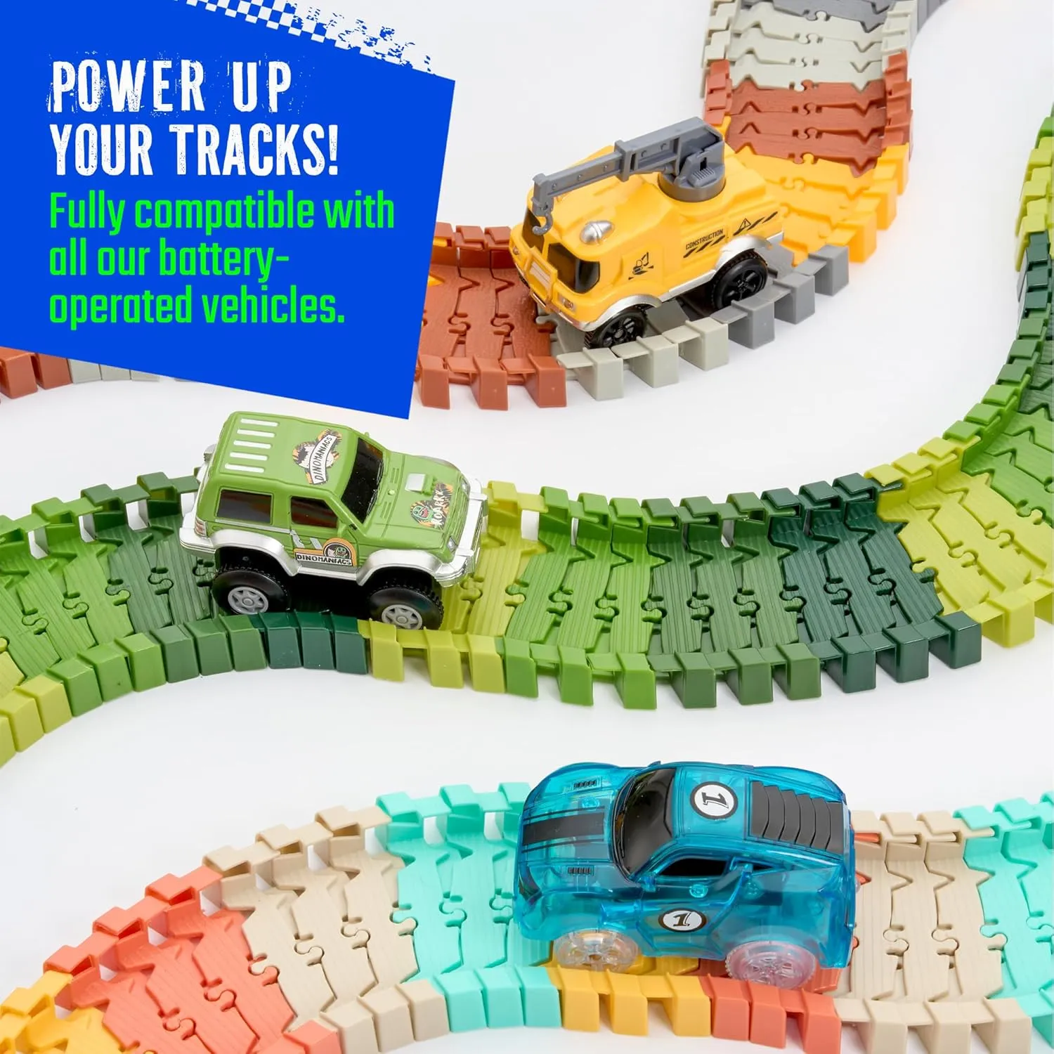 Extra 72 Track Pieces & 3 Glow Sticker Sheets Pack – Expand Your Racetrack Fun! Build Bigger, Race Faster, and Shine Brighter!