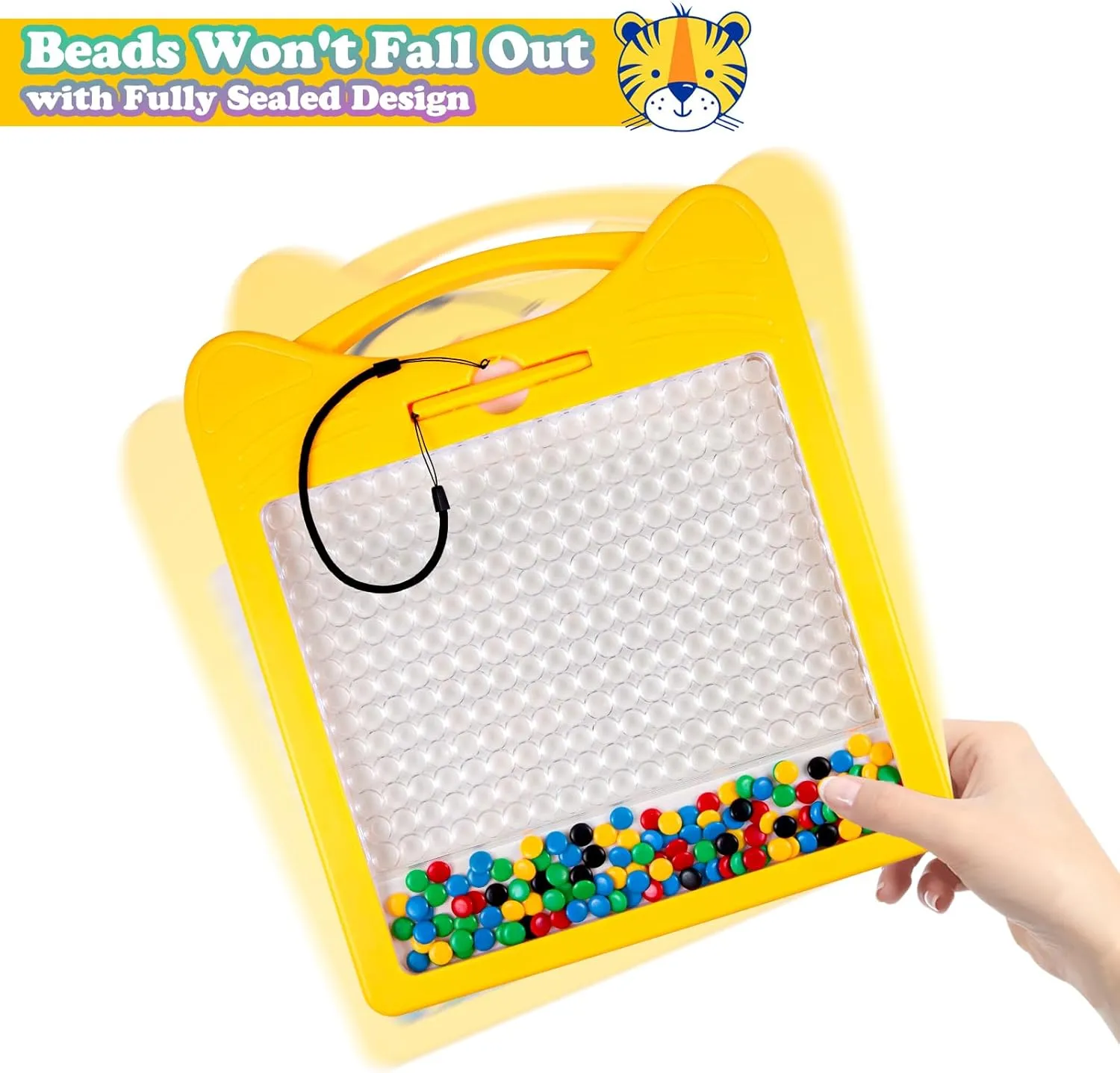 Extra Large Magnetic Drawing Board for Kids, Magnet Doodle Board with 2 Pens, Magnetic Dot Art Fine Motor Skills Montessori Toy, Airplane Car Ride Travel Essentials for Toddler (12.5" x 12.5")