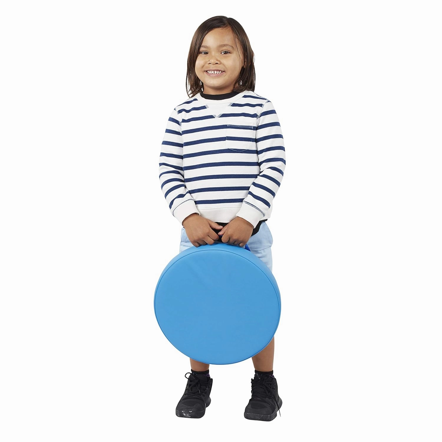 Factory Direct Partners SoftScape 15 inch Round Classroom Floor Cushions with Handles; Flexible Seating for Daycare, Preschool, Playroom; 2 inch Thick Deluxe Foam (6-Piece)