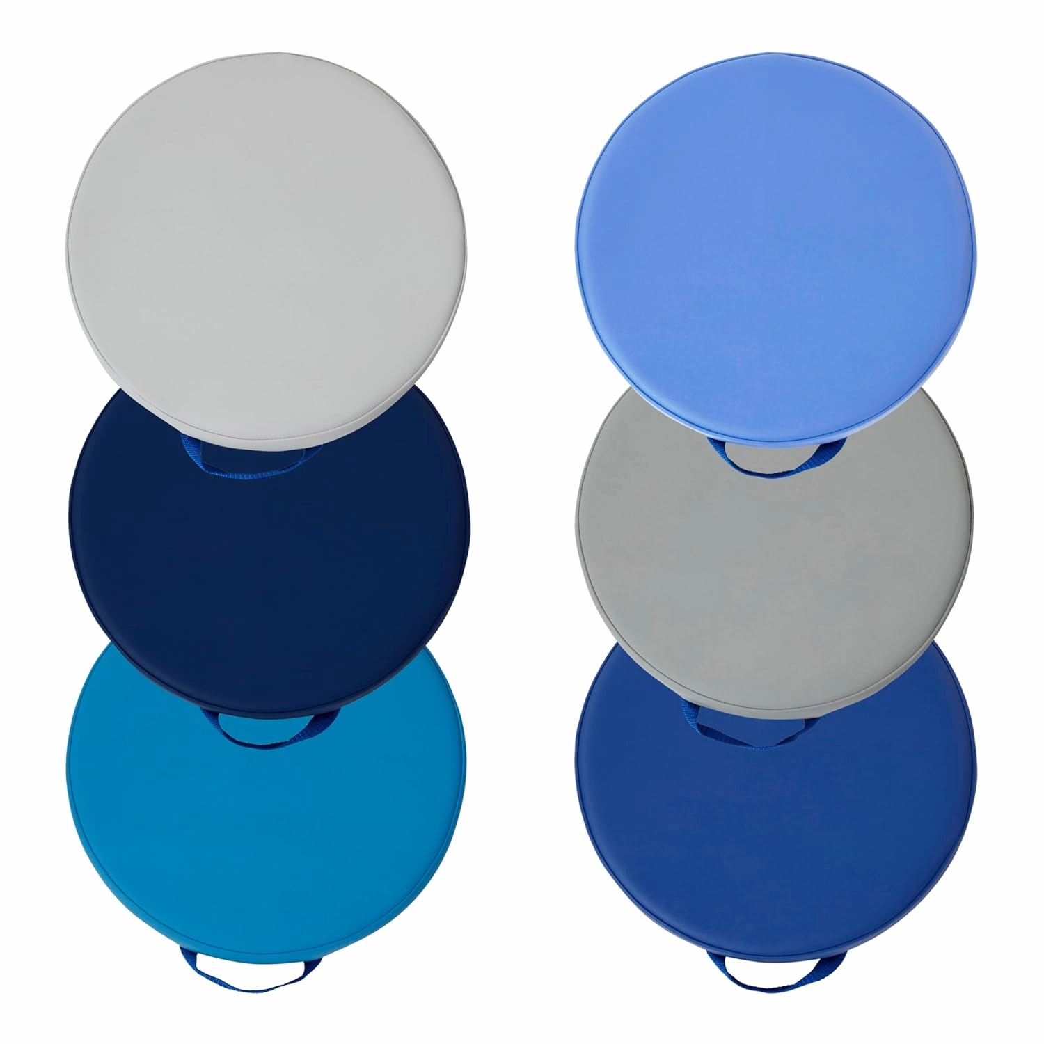 Factory Direct Partners SoftScape 15 inch Round Classroom Floor Cushions with Handles; Flexible Seating for Daycare, Preschool, Playroom; 2 inch Thick Deluxe Foam (6-Piece)
