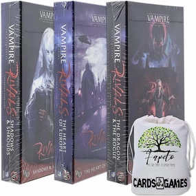 Fapeto Travel Drawstring Bag Bundle with Vampire Rivals Adversaries ONLY EXPANSIONS (Shadows & Shrouds, The Heart of Europe, The Dragon & The Rogue) Card Game