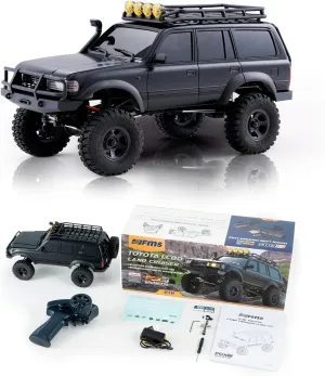 FCX18 FMS 1/18 Brushless RC Crawler, Toyota Cruiser LC80 Pro Offroad Trucks 4X4 RC Rock Crawler with Portal Axles, LED Lights for Adults (Black)