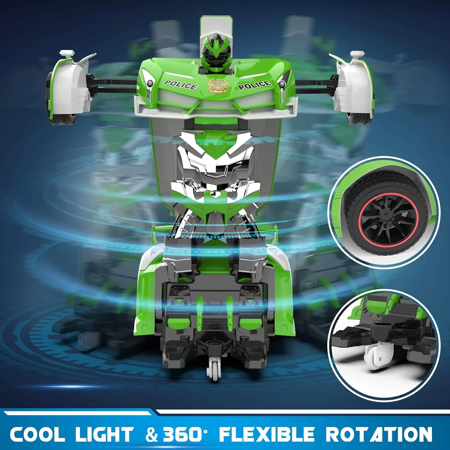 FDJ Remote Control Car - Transform RC Cars, 2.4Ghz 1:18 Scale Transforming RC Drift with Flashing Lights, One Key Deformation 360 Degree Rotating Drifting Remote Control Car for Boys Age 4-7 8-12