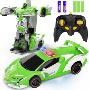FDJ Remote Control Car - Transform RC Cars, 2.4Ghz 1:18 Scale Transforming RC Drift with Flashing Lights, One Key Deformation 360 Degree Rotating Drifting Remote Control Car for Boys Age 4-7 8-12