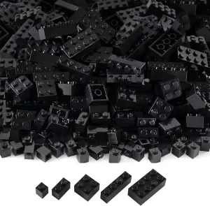 Feleph Building Bricks 1x1 1x2 1x4 2x2 2x4 Bulk 320 Pcs Mixed Sizes Classic Block Accessories Parts and Pieces Creative Toy Set for Boys and Girls Compatible with Major Brands(Black)