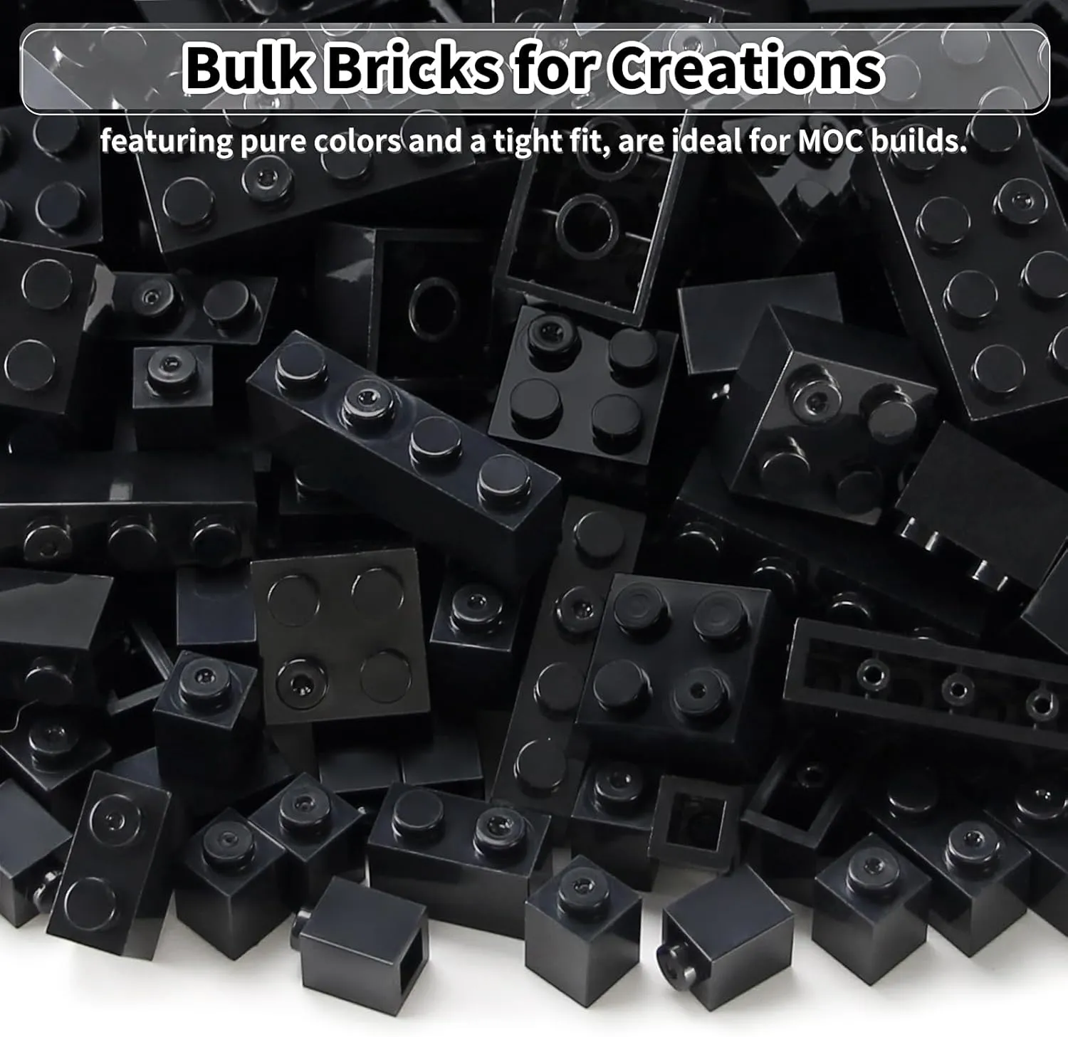 Feleph Building Bricks 1x1 1x2 1x4 2x2 2x4 Bulk 320 Pcs Mixed Sizes Classic Block Accessories Parts and Pieces Creative Toy Set for Boys and Girls Compatible with Major Brands(Black)