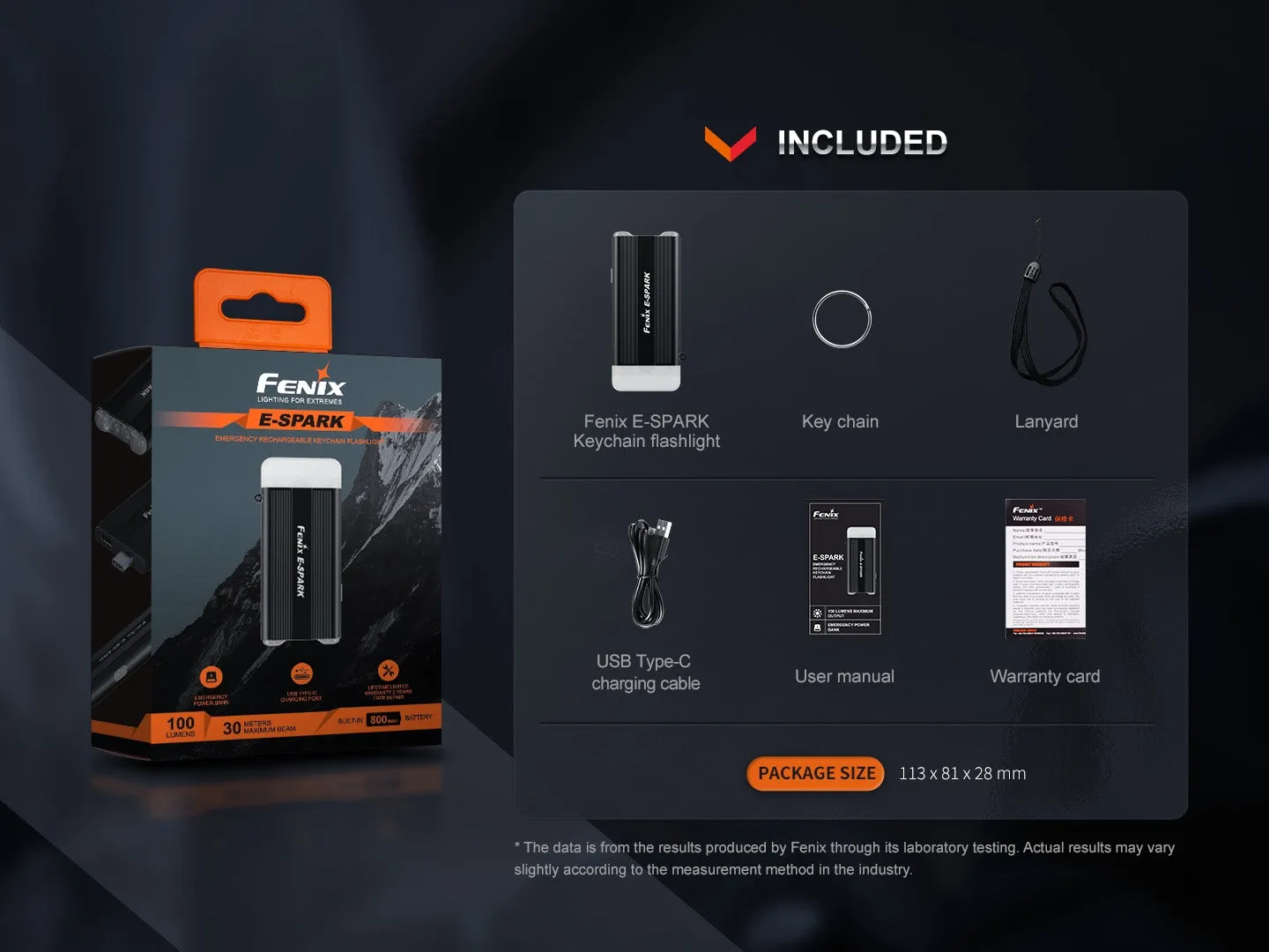 FENIX E-SPARK Mini Lantern - Black