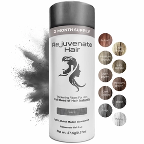 Fibers for Thinning Hair (Black), Undetectable Hair Powder for Men & 100% Natural Hair Building Fibers - Conceals Hair Loss - Bald Spot Cover Up Hair Powder, 2 Month Supply