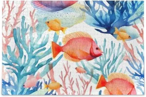Fish Coral Jigsaw Puzzles for Adults 1000 Pieces,Colorful Puzzle with Mesh Storage Bag,Learning Educational Puzzles for Gift 2012299