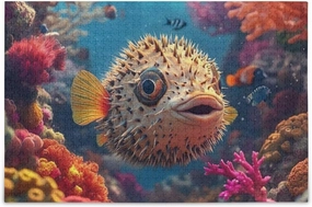 Fish Swimming Colorful Coral Puzzle Challenging Puzzle Game Challenge Puzzle for Adult, Finished Size 29.5" x 19.7"