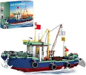 Fishing Boat Building Blocks Toys 582pcs Marine Theme City Ship Model Kits Fishing Ships Building Set for Boys Ideal Gifts for Kids and Adults