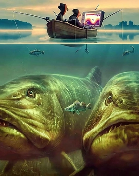 Fishing Enthusiasts on Board Fishing-Big Head Fish Jigsaw Puzzles for Adults and Kids 1000 Piece Educational Games Colorful Puzzles for Home Decoration