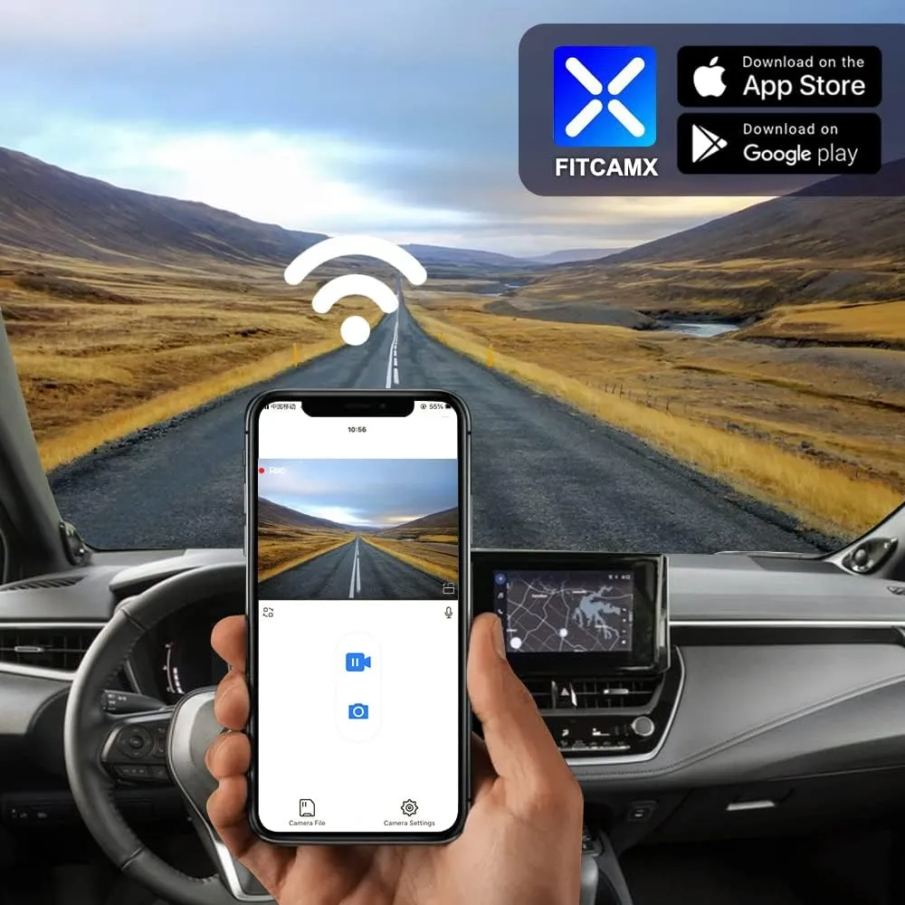 Fitcamx 4K Dash Cam Suitable for Toyota Corolla 2023 2024 2025 Sedan Hybrid Hatchback, OEM Factory Look, 2160P UHD Video, Built-in WiFi & APP, Loop Recording, G-Sensor, Easy to Install, 64GB Card