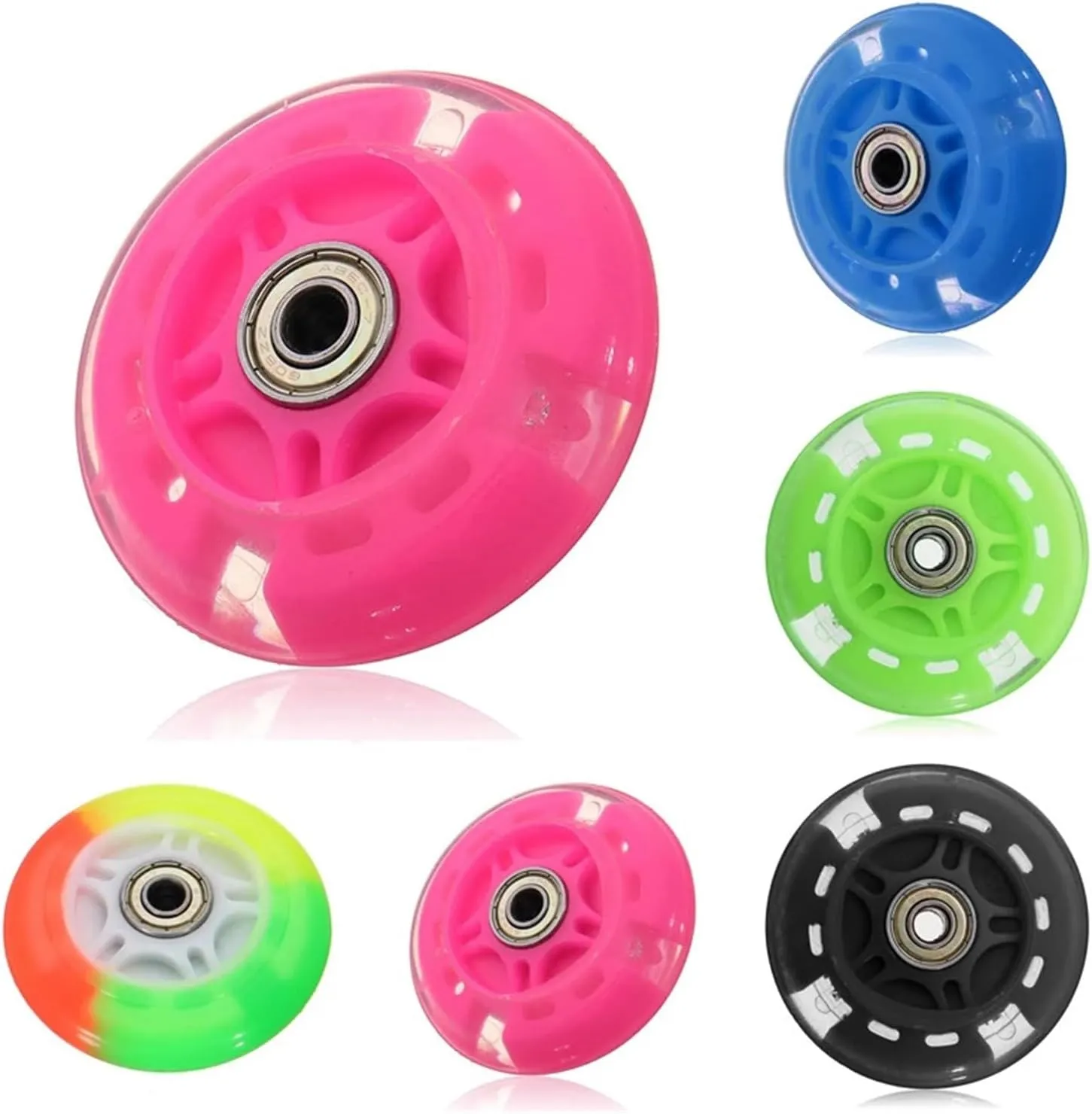 Flash Wheel Mute Wheel Children Scooter Wheel Flashing Lighting Wheel 80MM PU Wheel Compatible with Children Mini Scooter Light Kid Car Toy(Black)