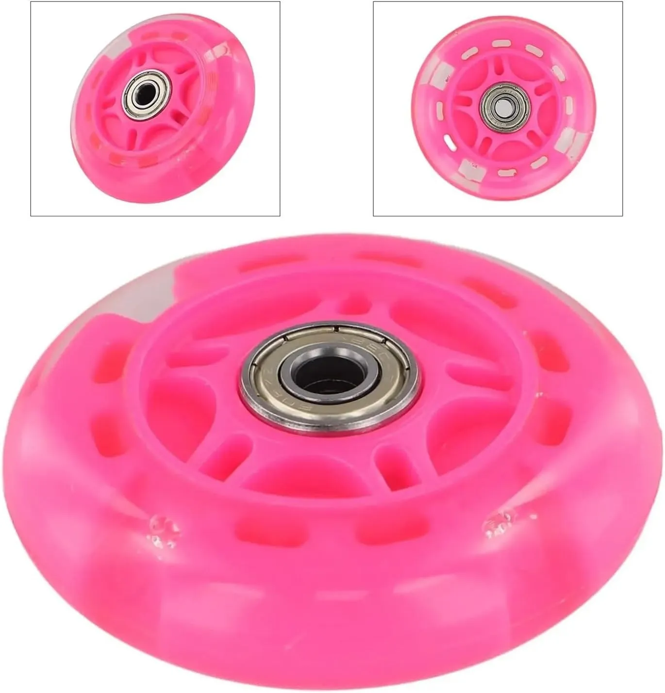 Flash Wheel Mute Wheel Children Scooter Wheel Flashing Lighting Wheel 80MM PU Wheel Compatible with Children Mini Scooter Light Kid Car Toy(Black)
